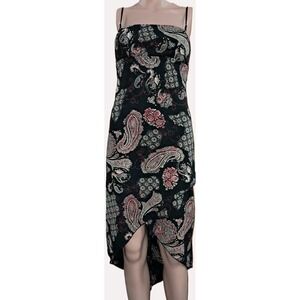 City Triangles Asymmetrical, Red, White and Black Paisley Vintage Dress, Small